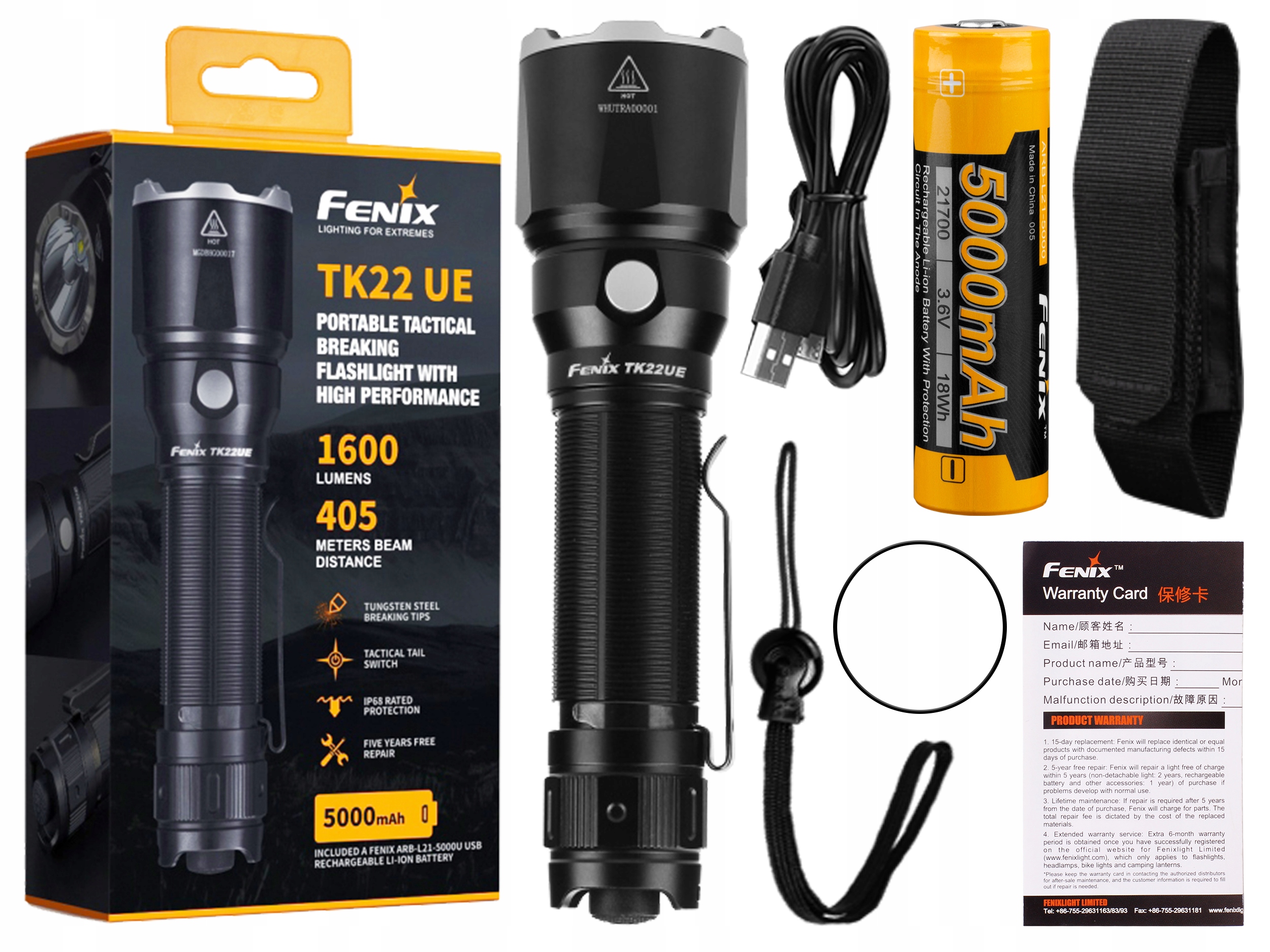 

Latarka diodowa Fenix TK22 UE+akumulator 1600 lm