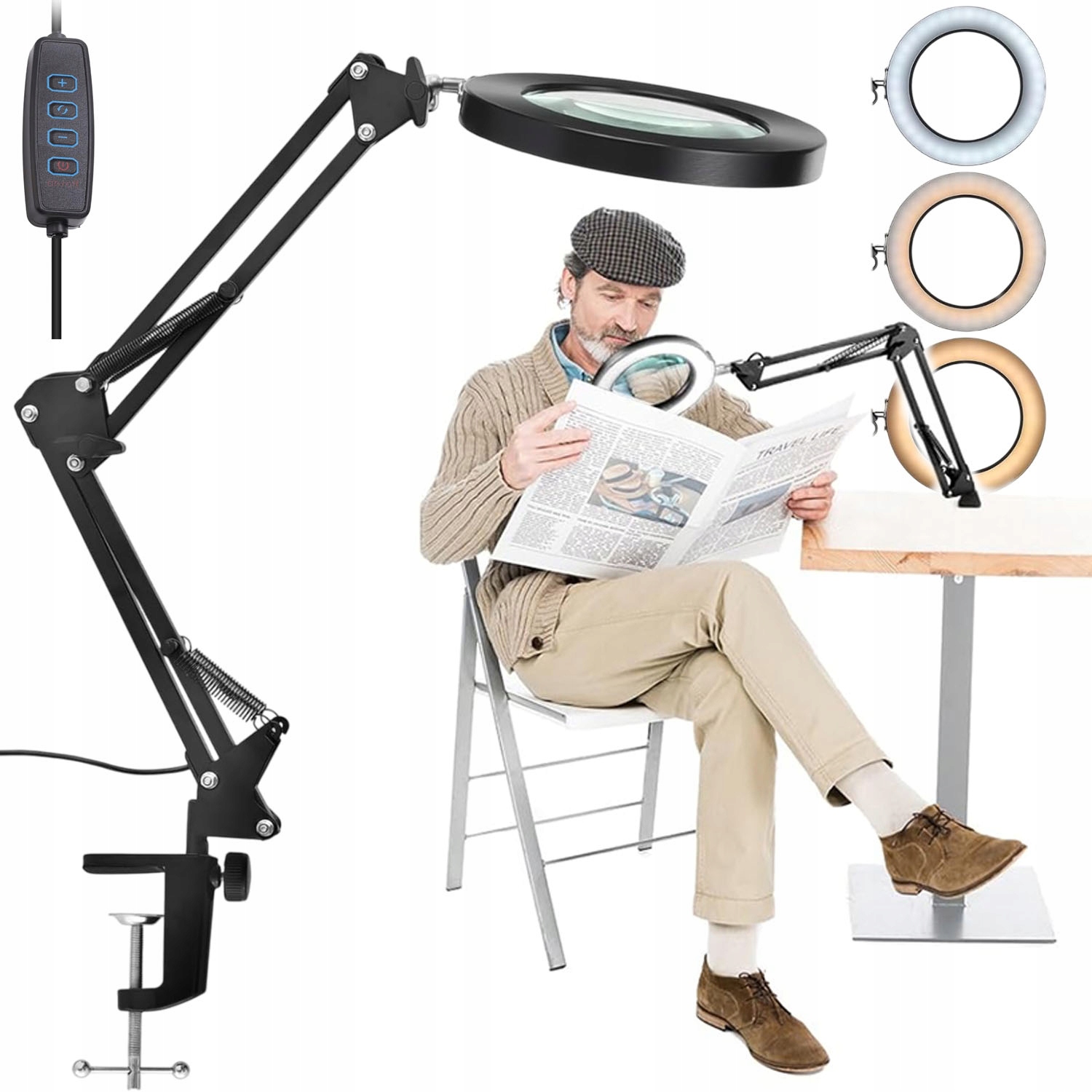 Led Lampa Kosmetická Lupa Sklo Zvětšující Rýsovací Stolní Lampa