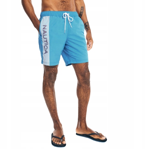 Nautica pánské plavky 8" Logo Stripe modré XXL
