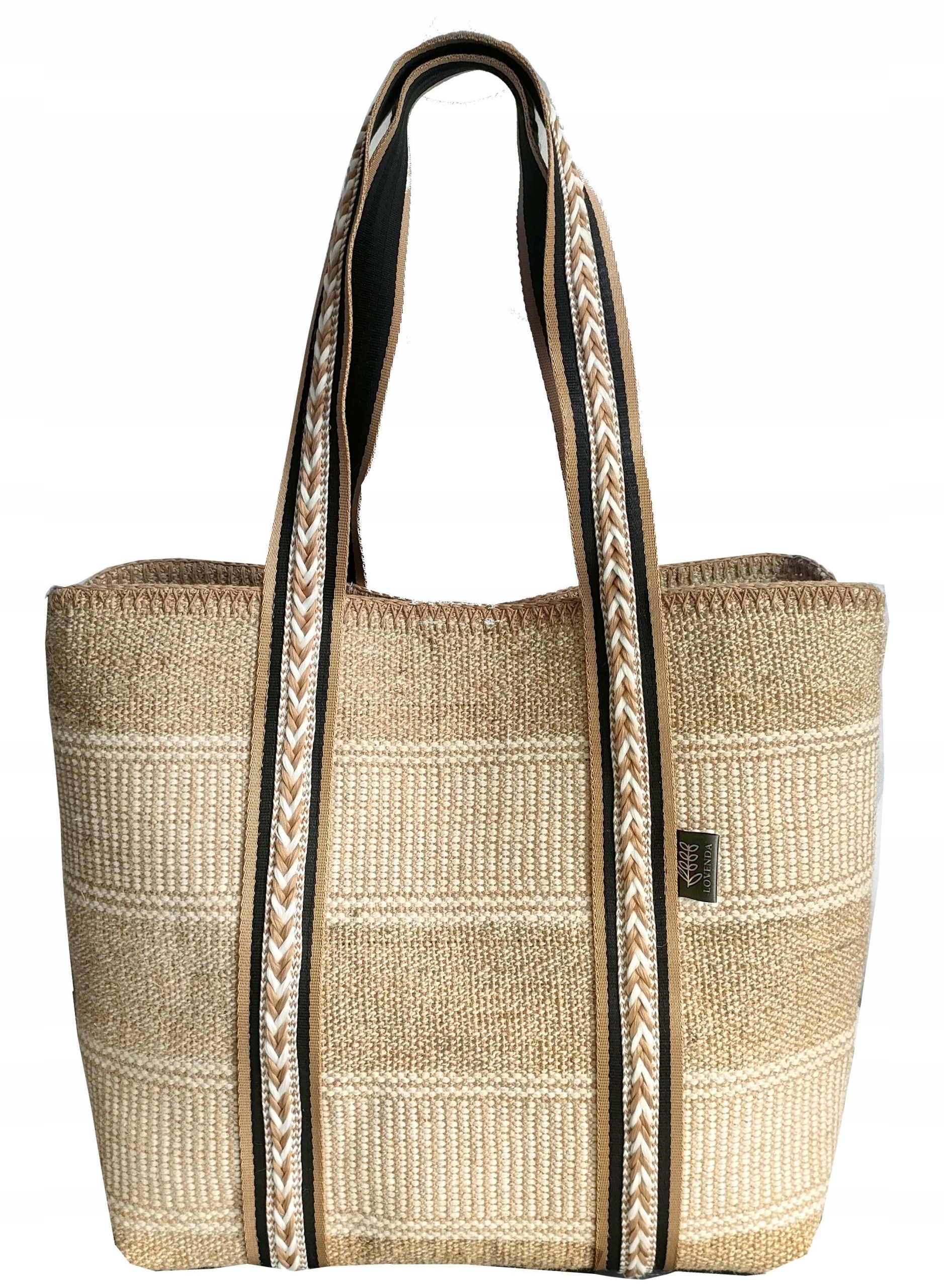 TORBA MIEJSKA WIOSENNA LETNIA PLAŻOWA SHOPPER SŁOMKOWA SŁOMIANA BOHO BEŻOWA