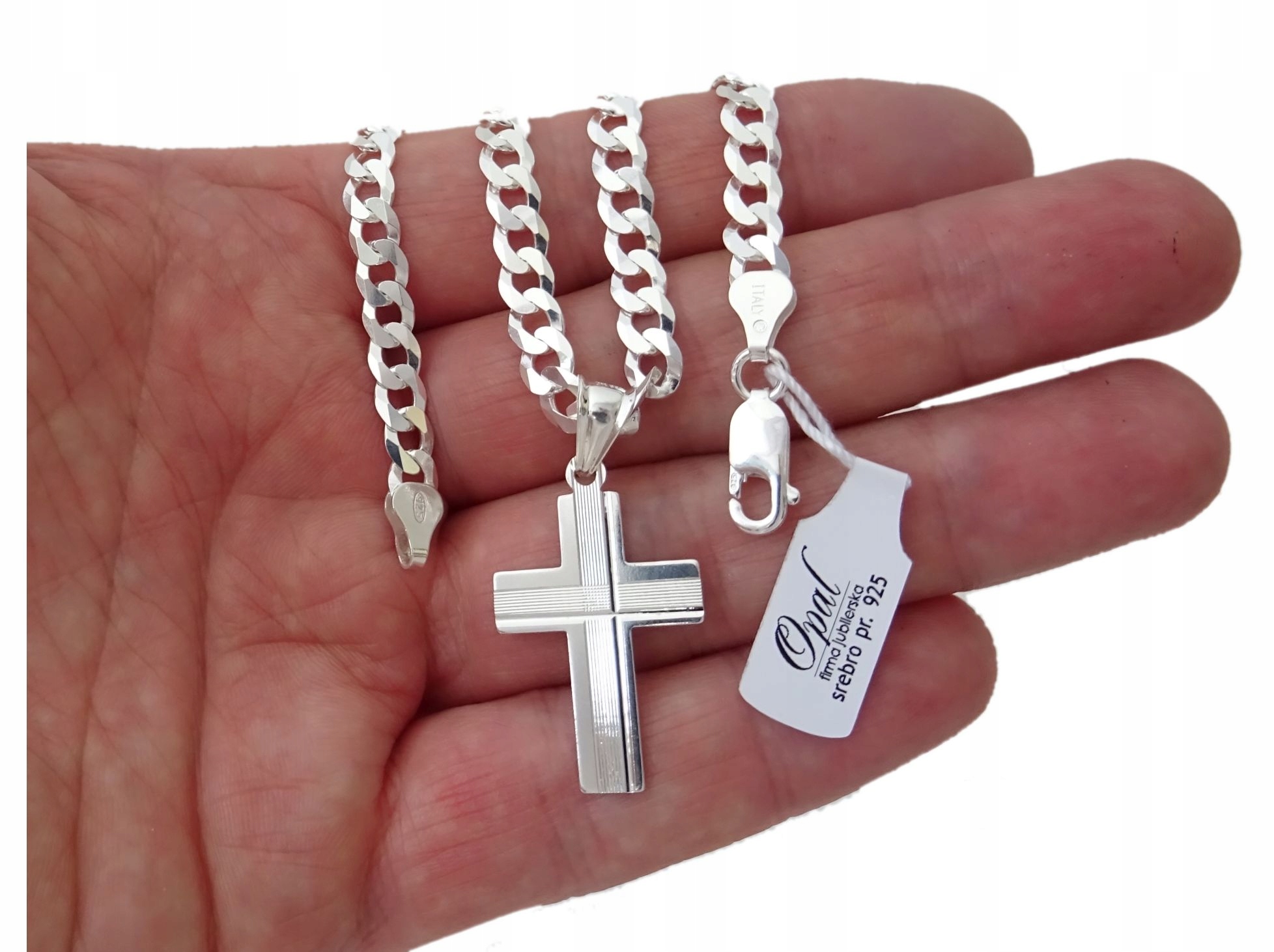 ŁAŃCUSZEK SREBRNY 925 MĘSKI 60 CM KRZYŻYK + GRAWER Płeć mężczyzna