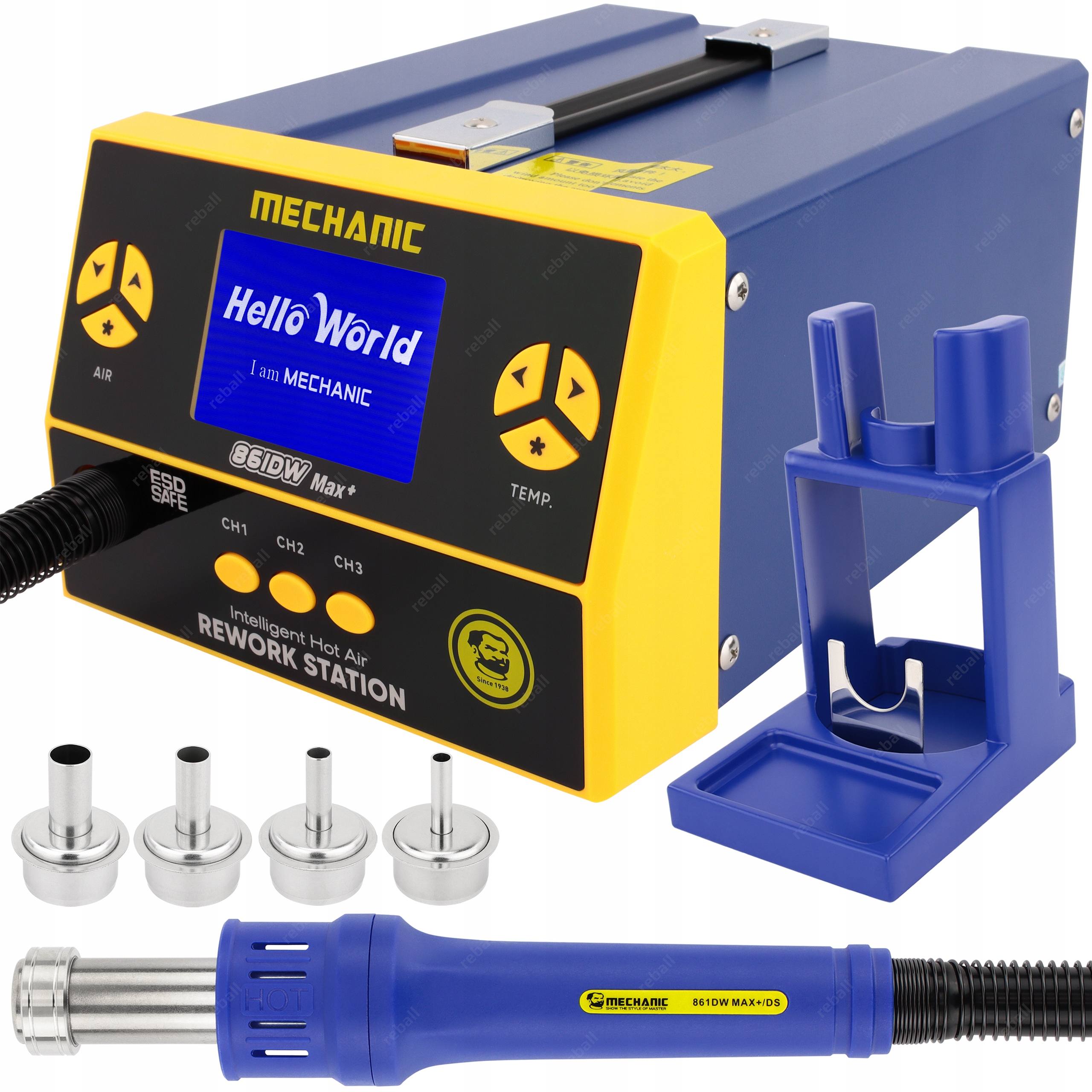 Horkovzdušná Pájecí Stanice 1000W Mechanická 861DW Max+ Montáž Trysek Jako Quick