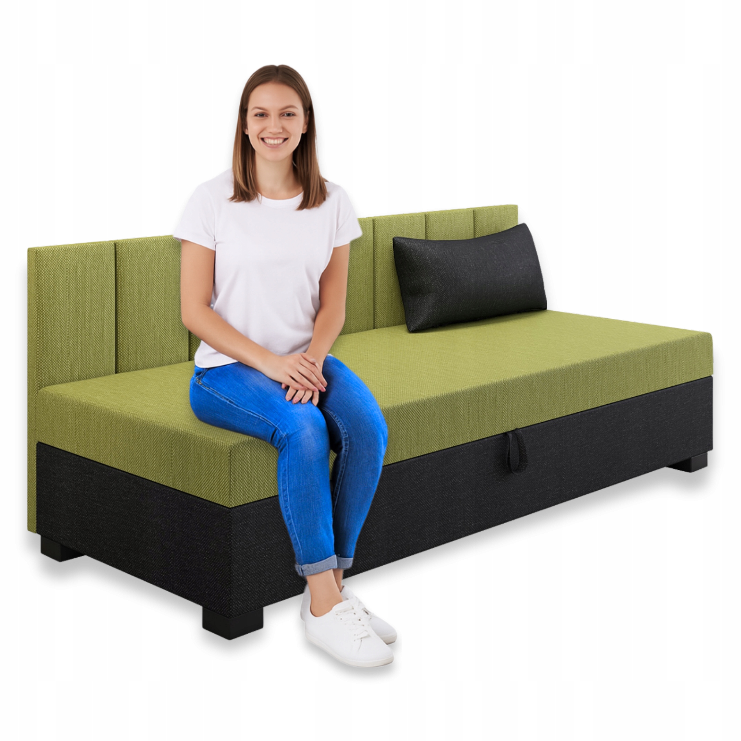 Jednolůžko čalouněné 110 x 195 cm Pohovka s otevíracím úložným prostorem