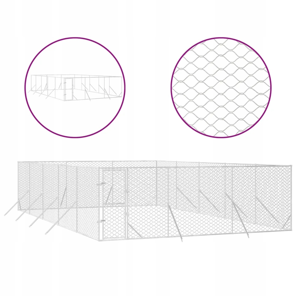 Levně Kotec venkovní pro psa, stříbrná, 6x10x2 m, ocel galvanizovaná
