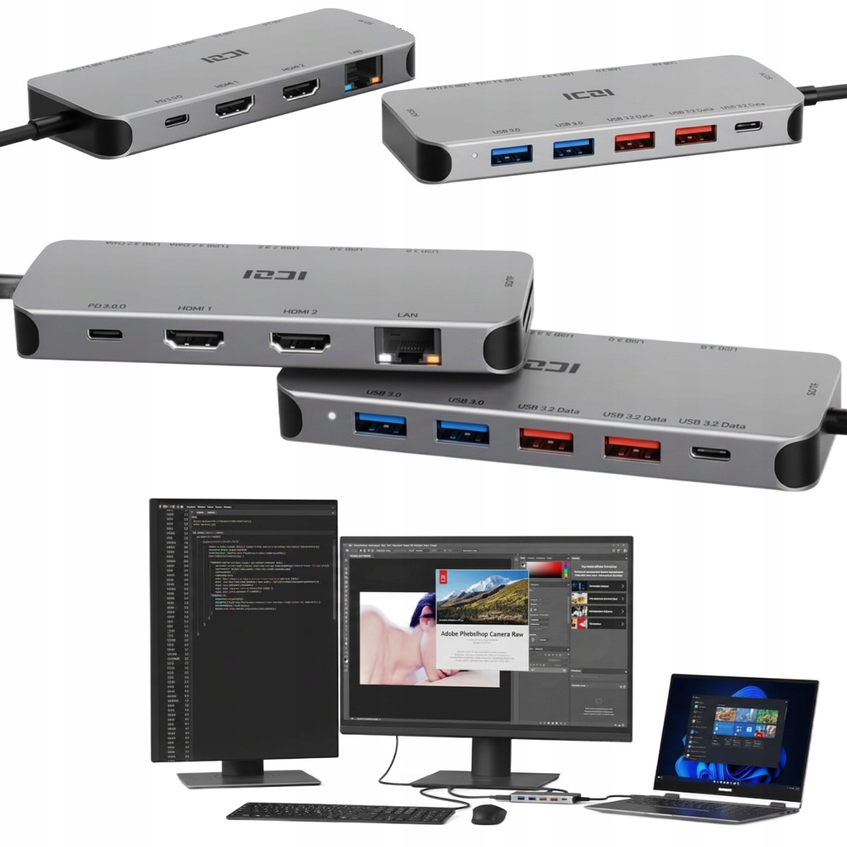 Dokovací Základna Pro Notebook Hiro, Stanice S Funkcí Nabíjení, Nabíjí Usb-c