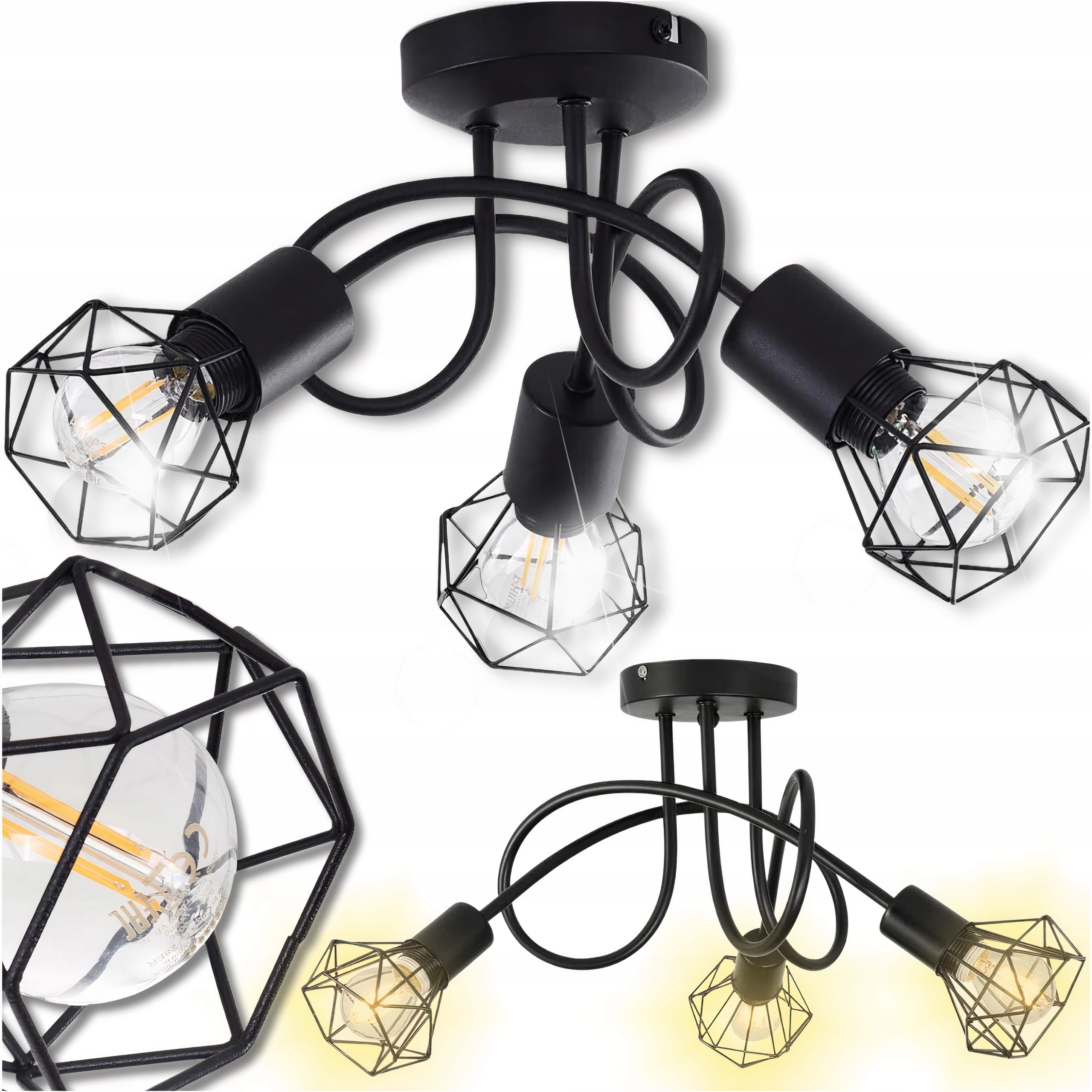 LAMPA WISZĄCA SUFITOWA 60W ŻYRANDOL LOFT BRYLANT DO POKOJU SYPIALNI SALONU