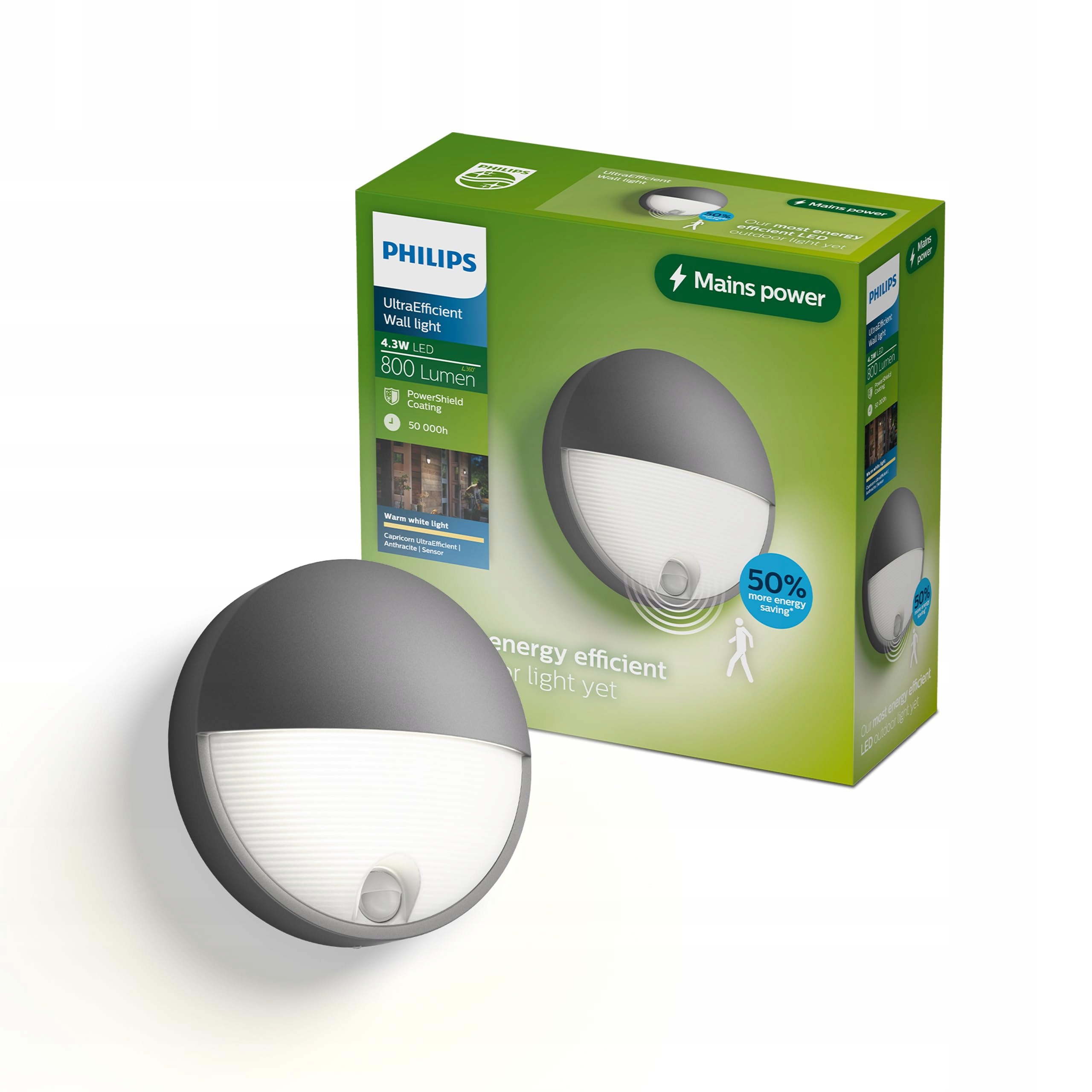 Philips Capricorn vonkajšie svietidlo, 800 lm, 2700 K, IP44, hliník, Led