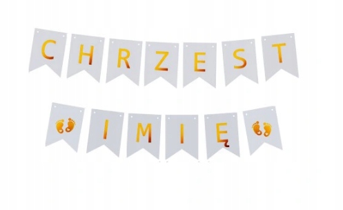 

Girlanda napis Chrzest + Imię Dziecka baner stopki