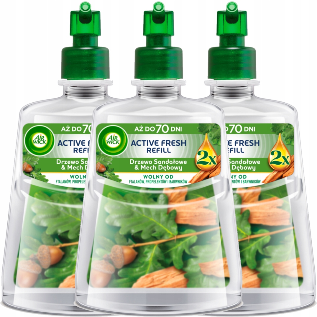 Levně Air Wick Active Fresh refill Sandálové dřevo & dubový mech 228 ml x3