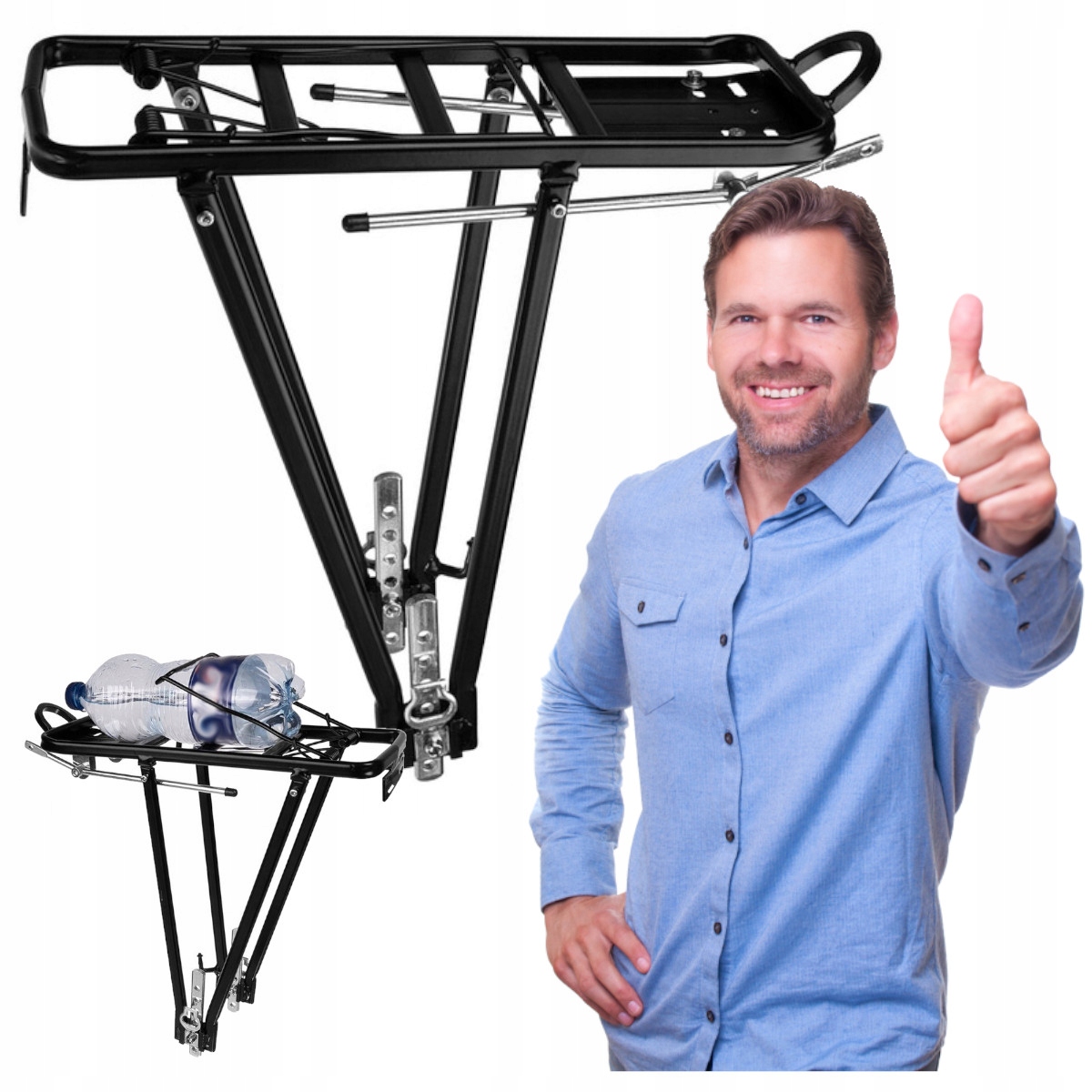 BAGAŻNIK ROWEROWY TYLNY NA ROWER ALUMINIOWY WYTRZYMAŁY 35KG UNIWERSALNY