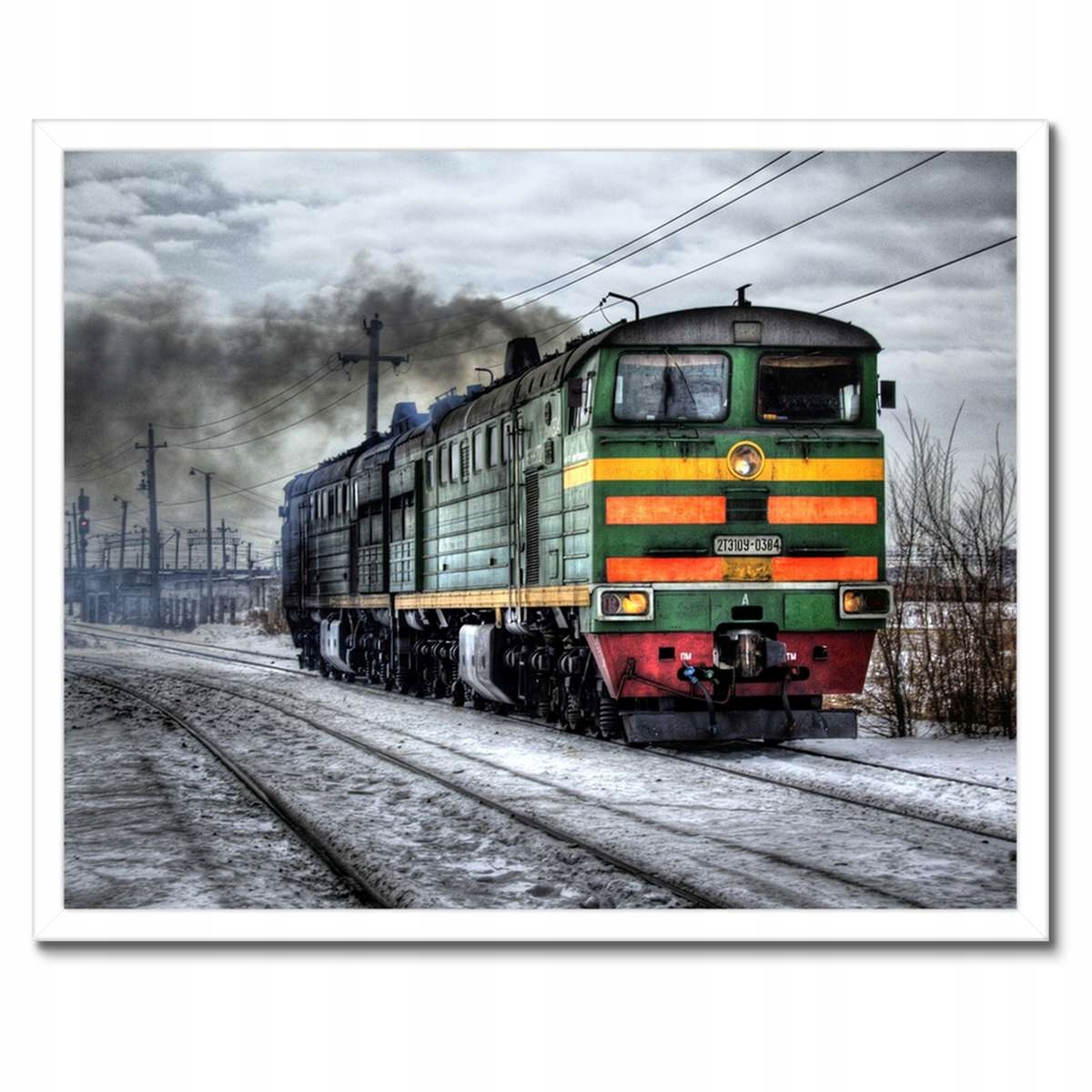 Plakáty v rámu 50x40 Vlak Lokomotiva Zima