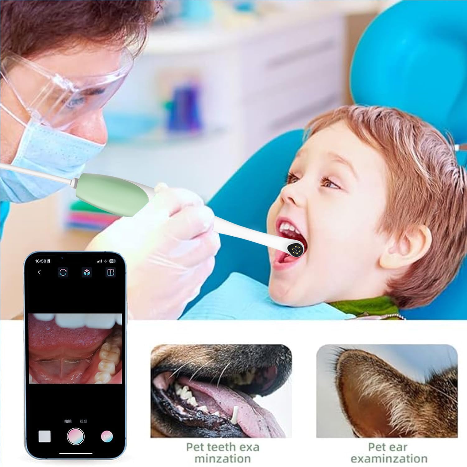 ORAL-ENDOSKOP Kamera HD 1920P Do Inspekcji Zębów Dla Ludzi i Zwierząt — miniatura 7