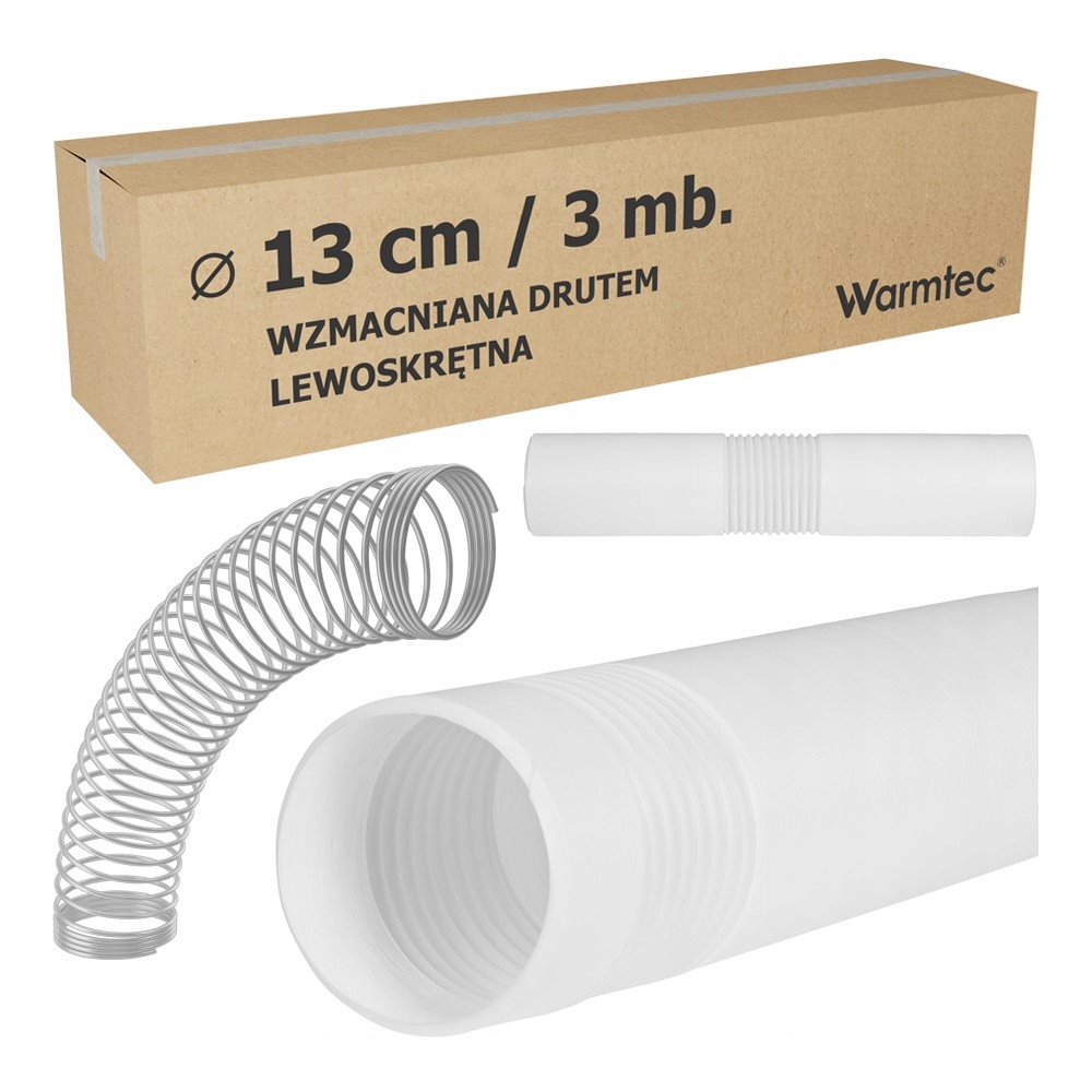 Rura do klimatyzatora wzmocniona wąż harmonijkowa lewoskrętna 13cm/3m