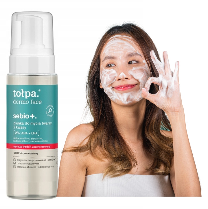 Pianka do mycia twarzy 2% Aha Lha dermo face sebio+. 150 ml tołpa