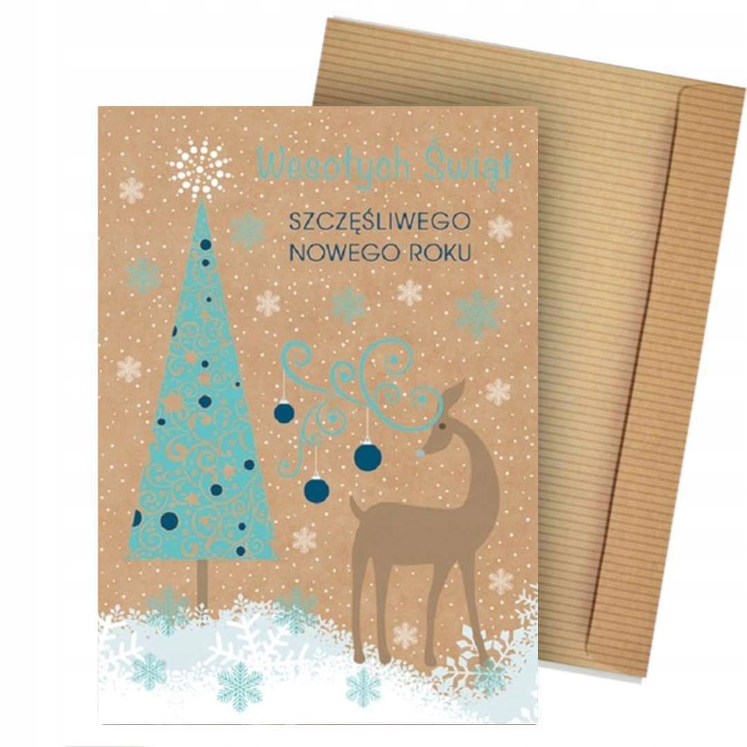 KARTKA kraftowa WESOŁYCH ŚWIĄT nowy rok EKO
