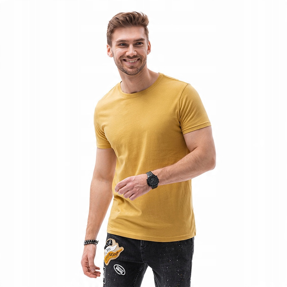 

T-shirt męski bawełniany basic S1370 żółty L