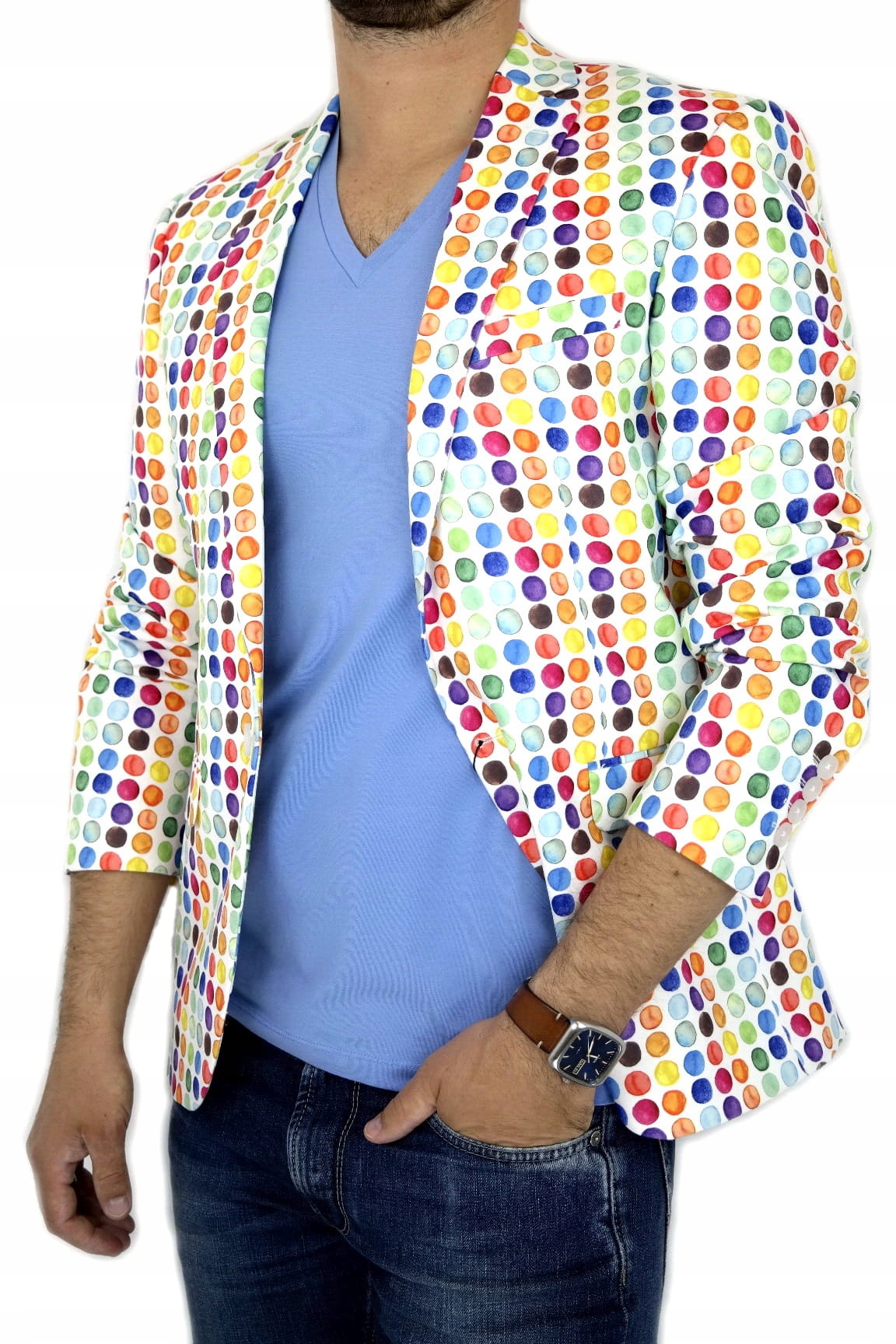 GIOVANNI PERA Marynarka męska D001 grochy 52 L Rozmiar 52