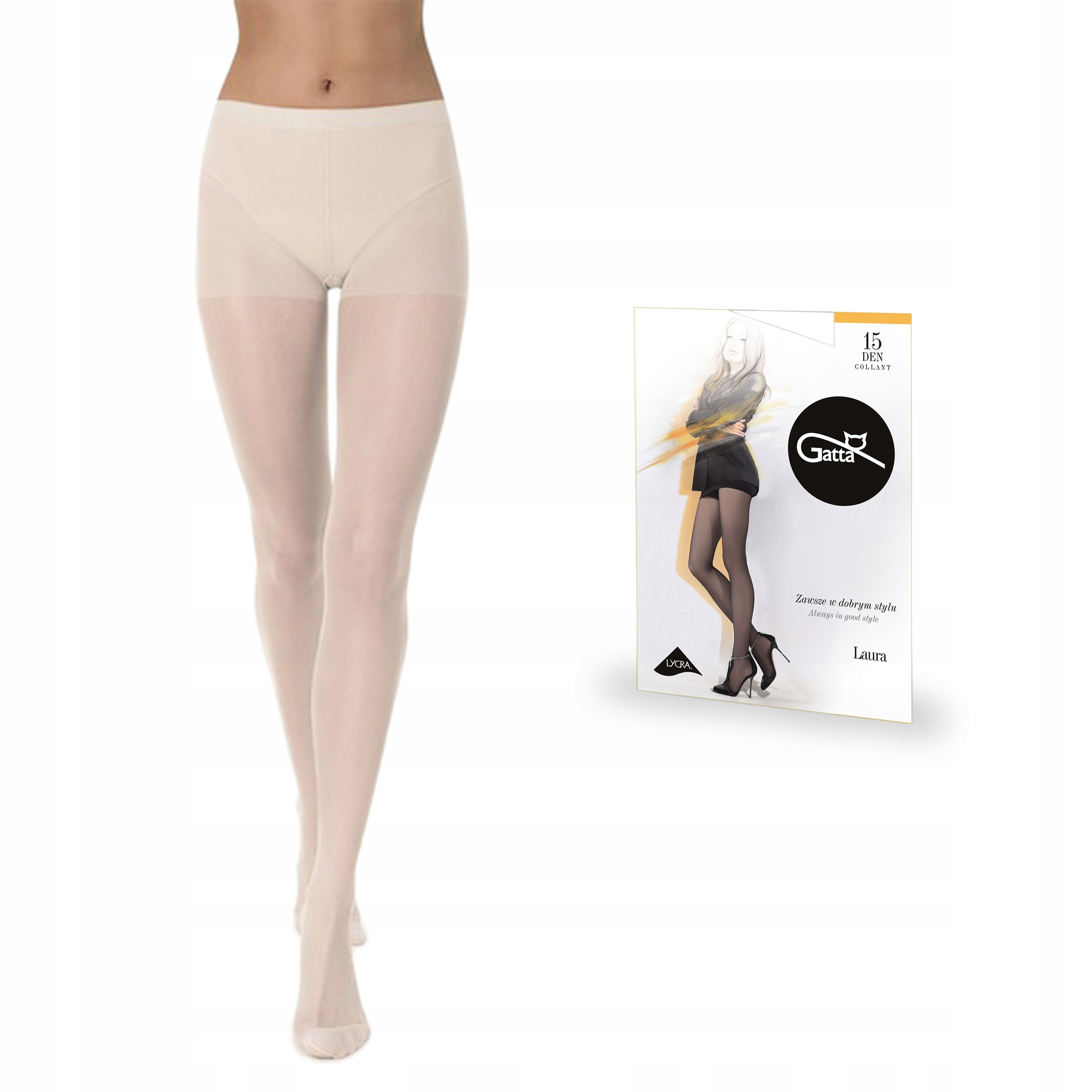 Rajstopy Gatta Laura 15 den lycra, Bianco 4-L