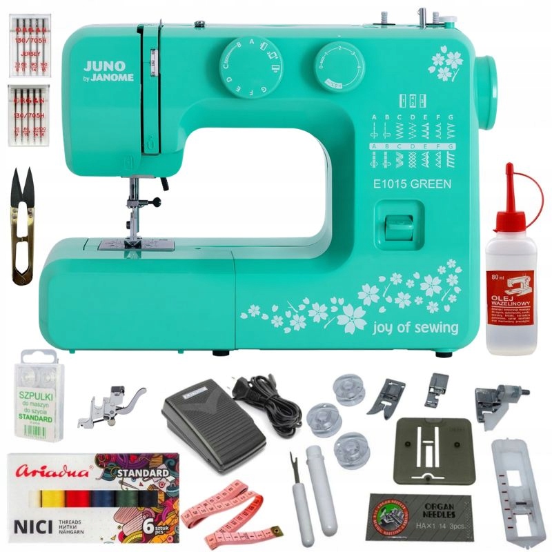 Maszyna Do Szycia Janome Juno E1015 Green zielona Zestaw Startowy