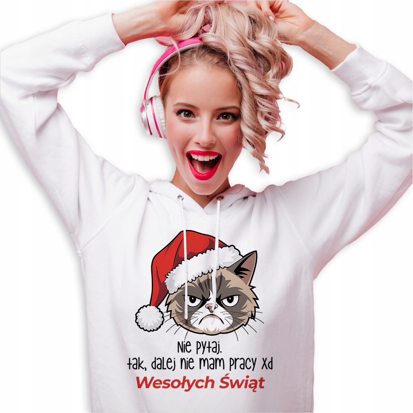 Mikina S Kapucí Bílá Hoodie Vánoční Dárek Pořád nemám práci Vel S