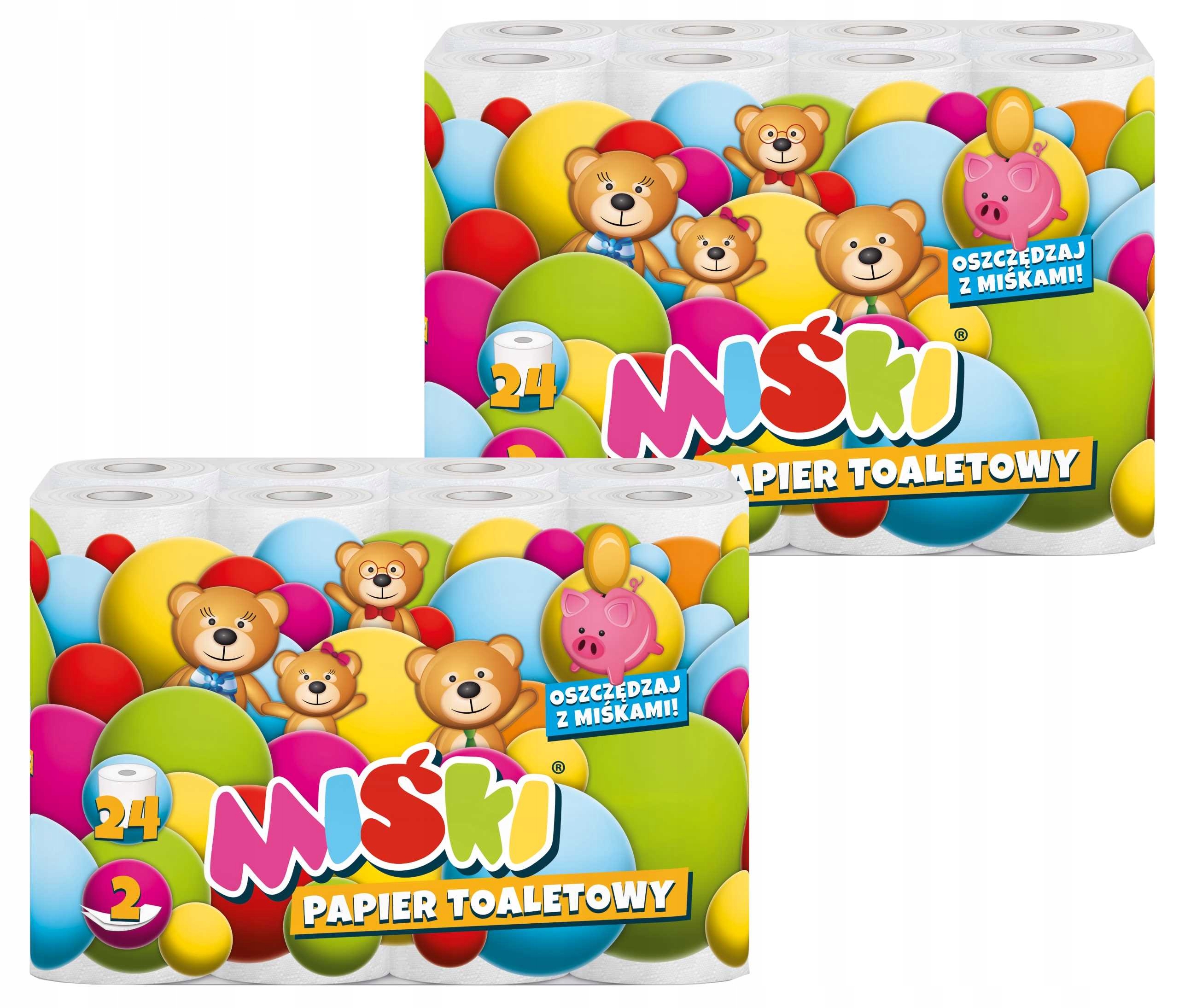 Toaletní papír 24R Miśki 2W MIX 48 rolí