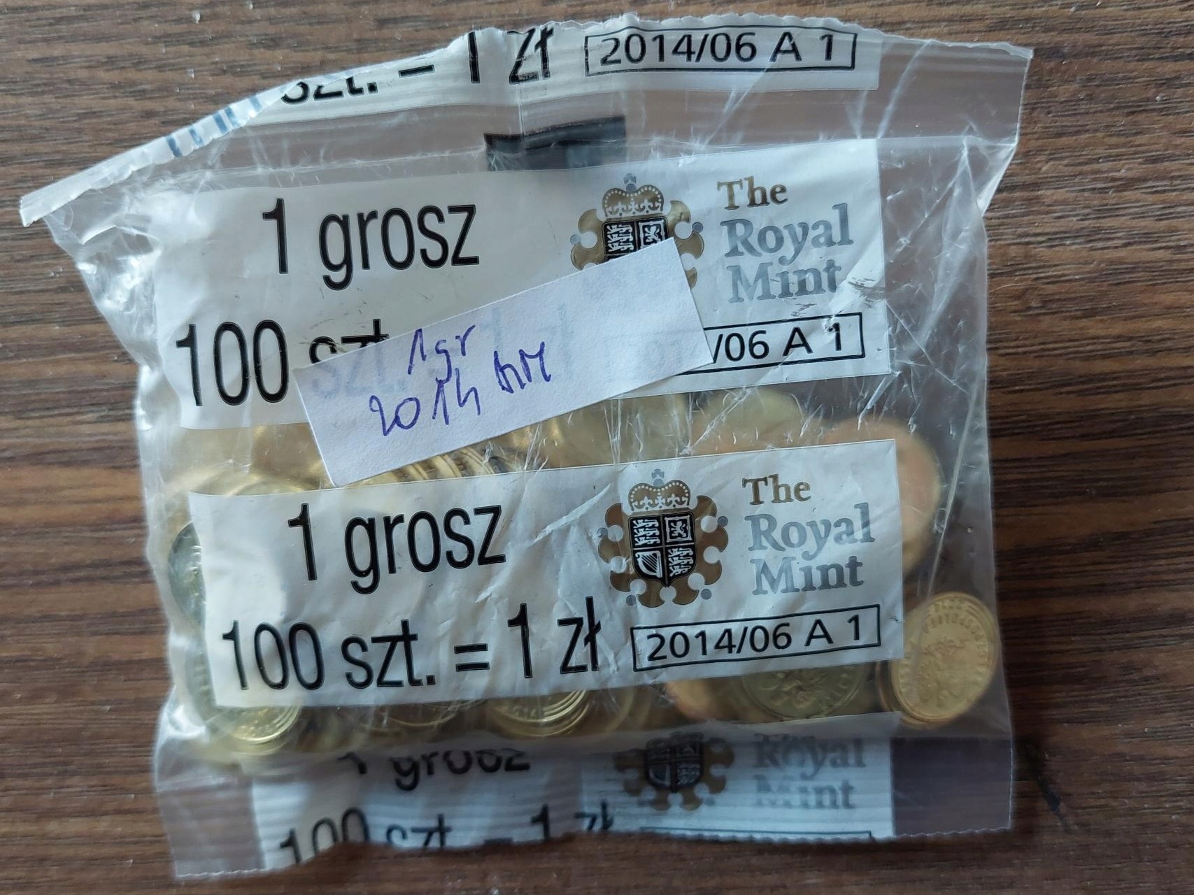 1 gr grosz 2014 Royal Mint - woreczek