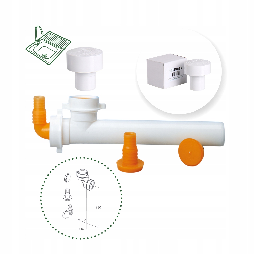 Sada prevzdušňovač Durgo DN40 odpalisko fi 40