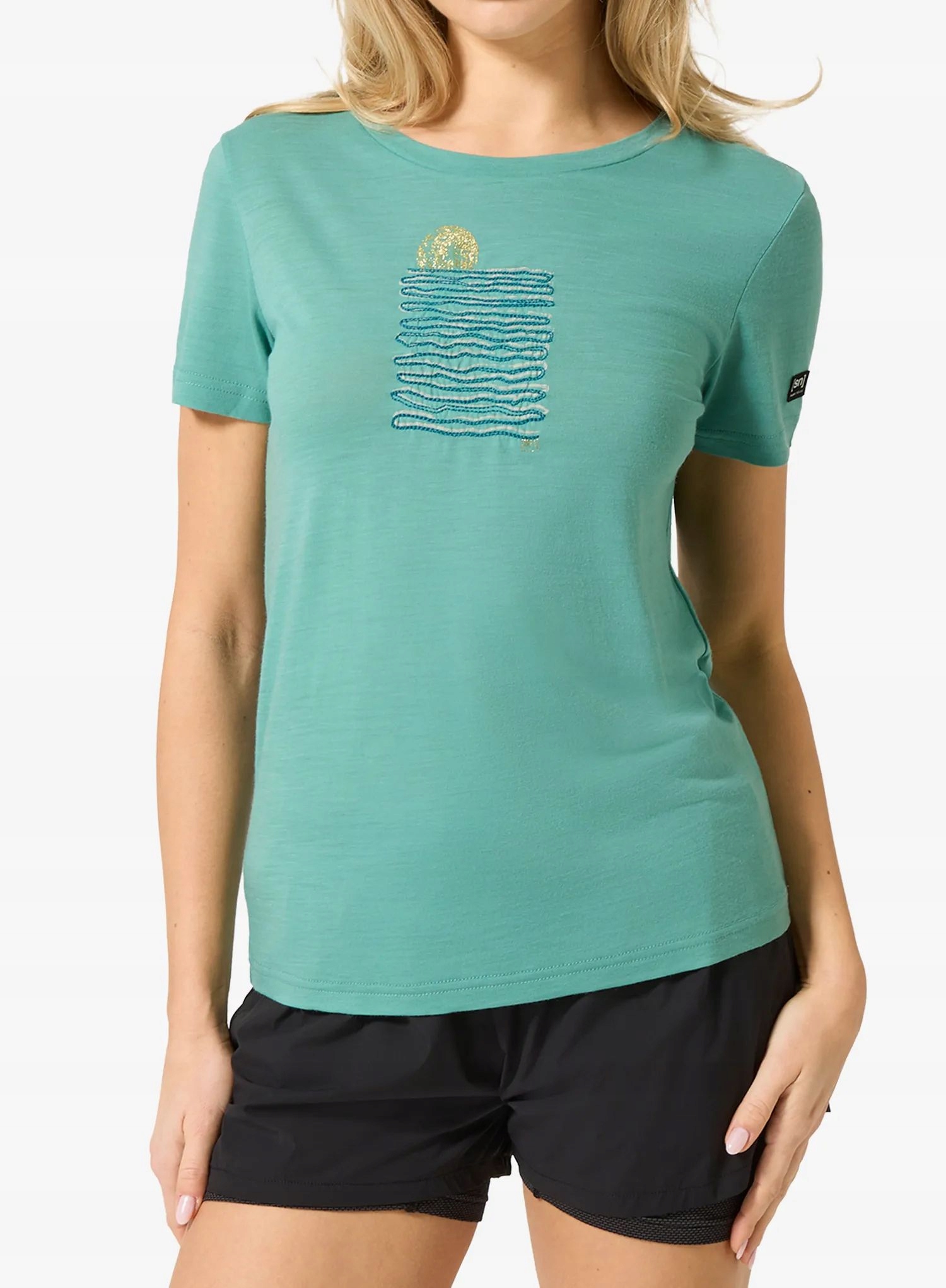 Dámské tričko Super.natural Sea Line Tee lagoon zelená/various Xs