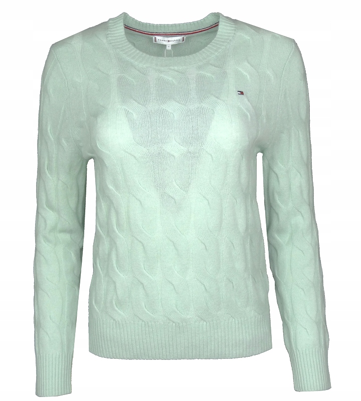 Tommy Hilfiger dámský vlněný svetr, cop, mátový, S