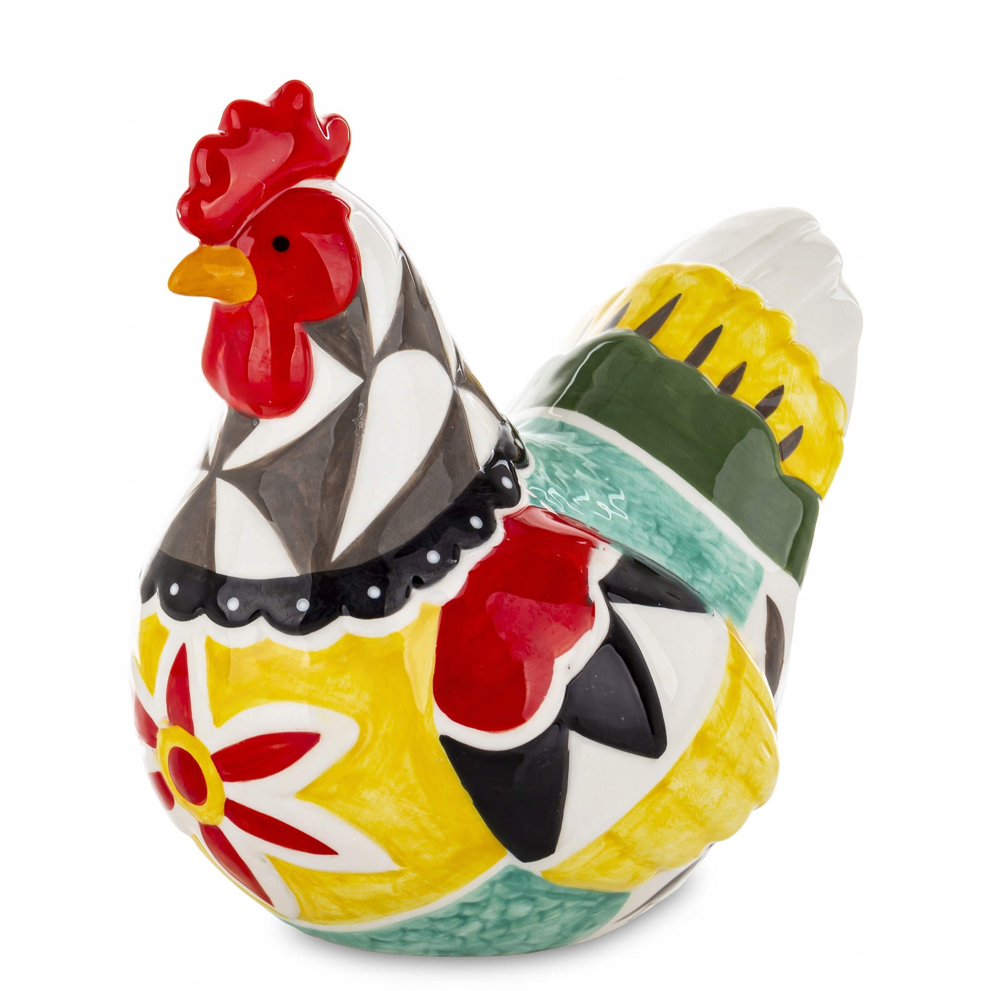 Velikonoční figurka slepice s barevnou ozdobou 22,5 x 15 x 23 cm