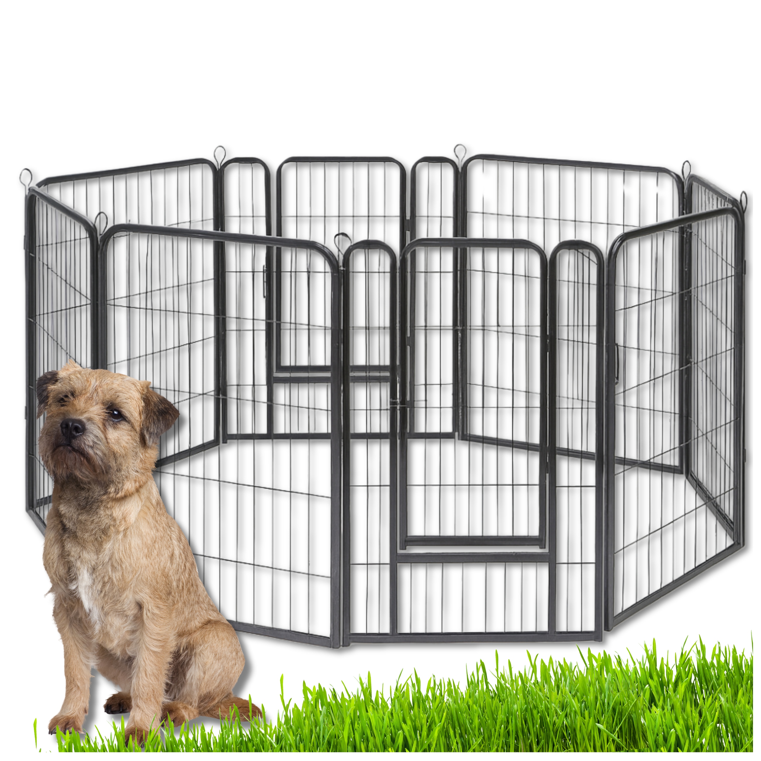 Kojec Klatka Dla Psa Metal Wybieg Królika Modułowa Zagroda 8 Paneli 80cm