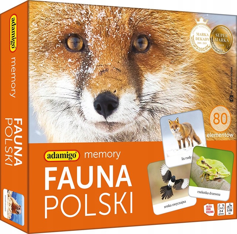 MEMORY Fauna Polski Zwierzęta 80 elementów Gra