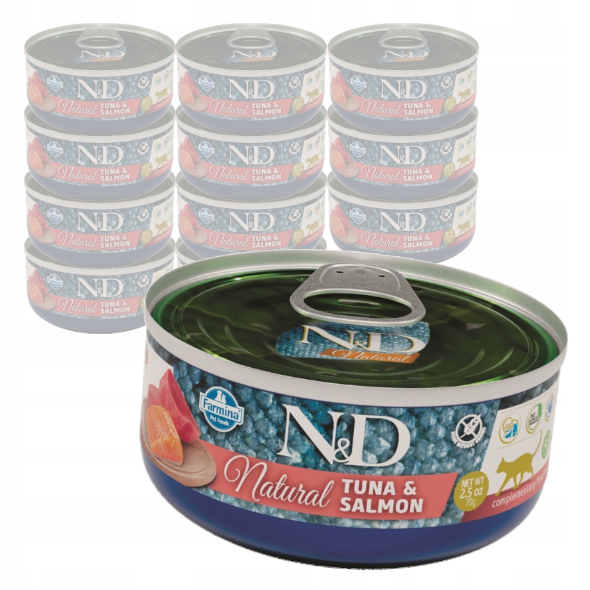 Levně Farmina N&d Cat Natural Tuna Salmon 12x70g Vlhké Krmivo pro kočky Tuňák Losos