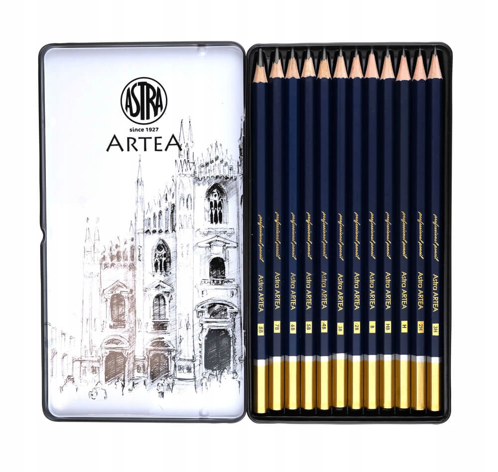 12 ołówków do szkicowania ASTRA 12 twardości Liczba sztuk w ofercie 12 szt.