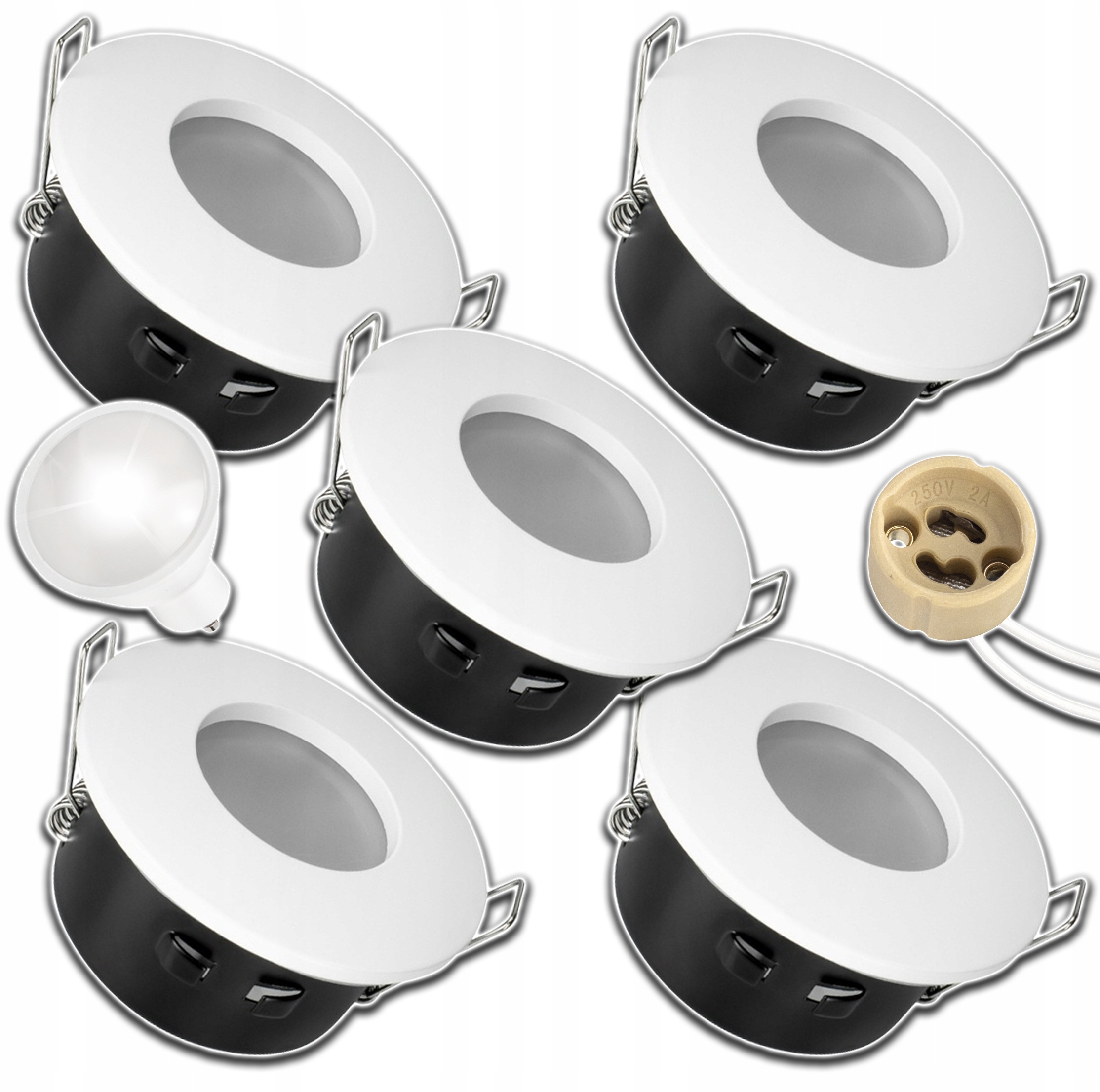 5xHERMETICKÉ Halogenové Svítidlo GU10 Na Podbití+led Žárovka 1,5W Neutrální