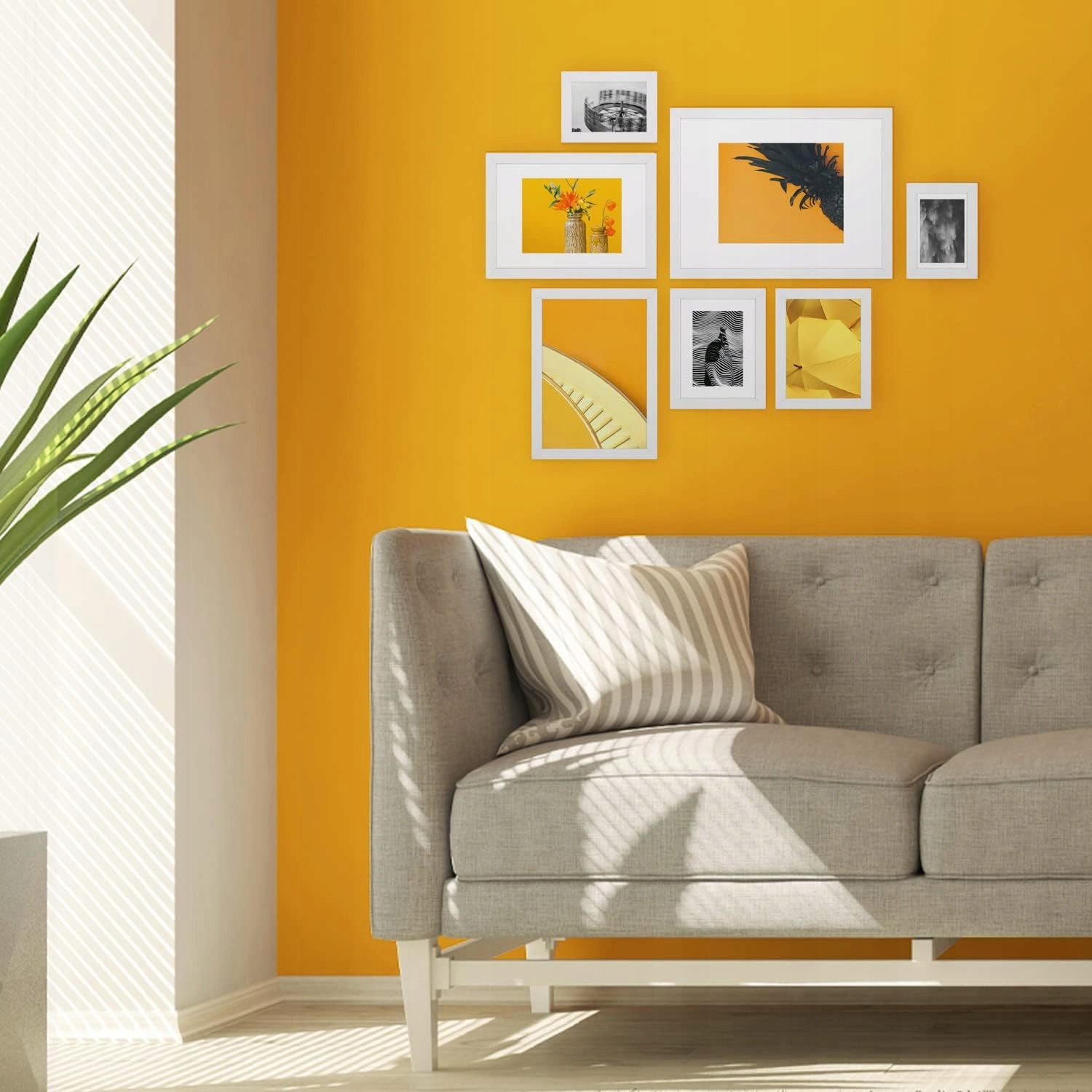 7-częściowy zestaw do kolażu ramek na zdjęcia, nowoczesny biały | 7 ramek Marka Luca