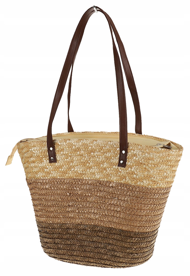 TOREBKA PLECIONA KOSZYK SŁOMIANA NA LATO NA RAMIĘ LEKKA BEŻ Marka inna