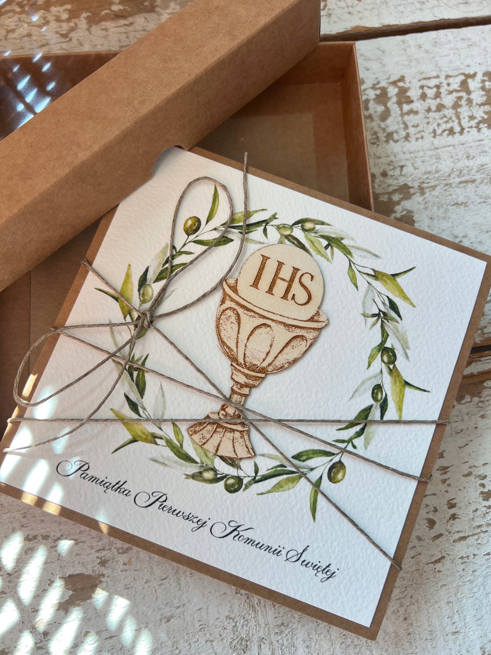 Ručně vyráběná pohlednice na svaté přijímání Památka přijímání
