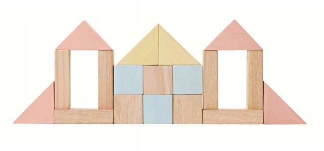 Klocki drewniane Pastele Na wzrok 40 el Plan Toys Bohater / Bajka brak