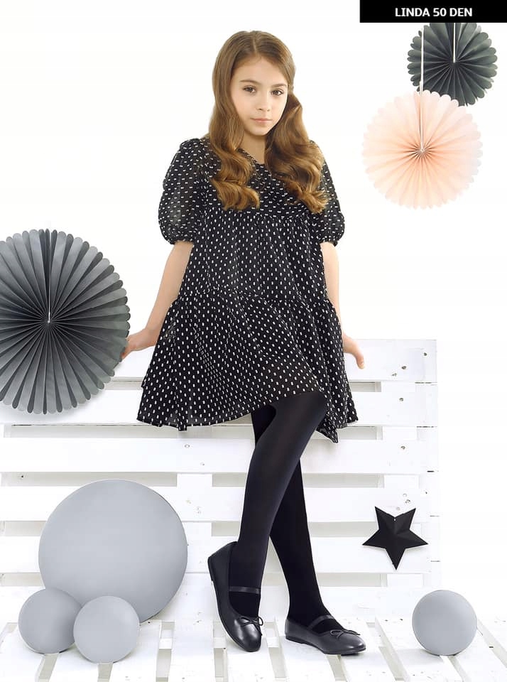 RAJSTOPY DZIECIĘCE DZIEWCZĘCE CZARNE GŁADKIE Z MIKROFIBRY 122-128 FUNPOL Marka Fun Pol