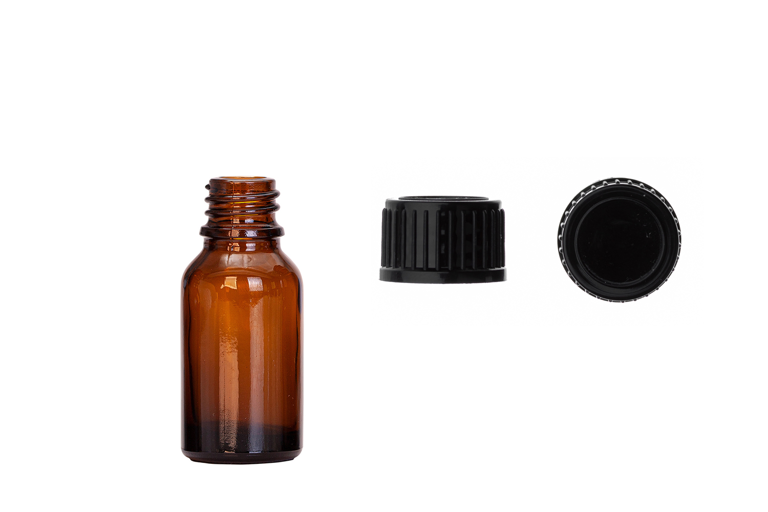 

Butelka szklana brązowa 15 ml z nakrętką czarną