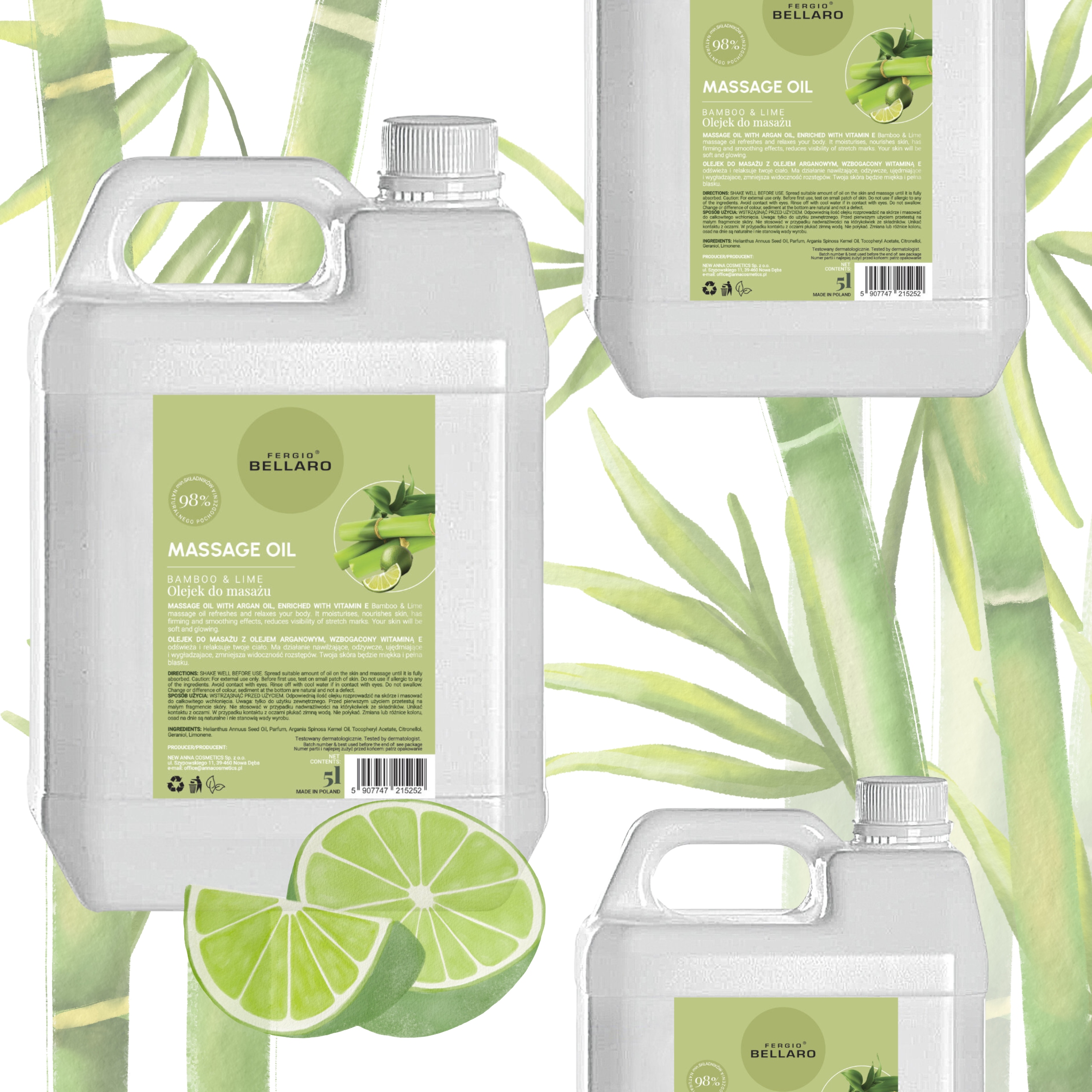 Olejek Do Masażu Fergio Bellaro Bamboo & Lime 5000 ML Nawilża Habys