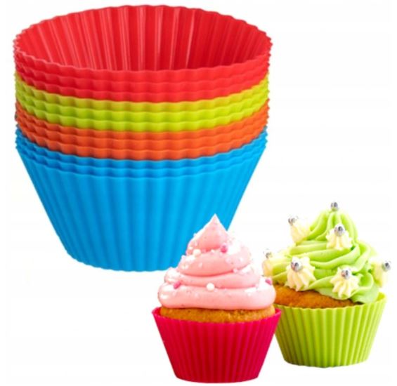 FOREMKI SILIKONOWE NA BABECZKI MUFFINKI 12 SZT MIX Średnica 7 cm