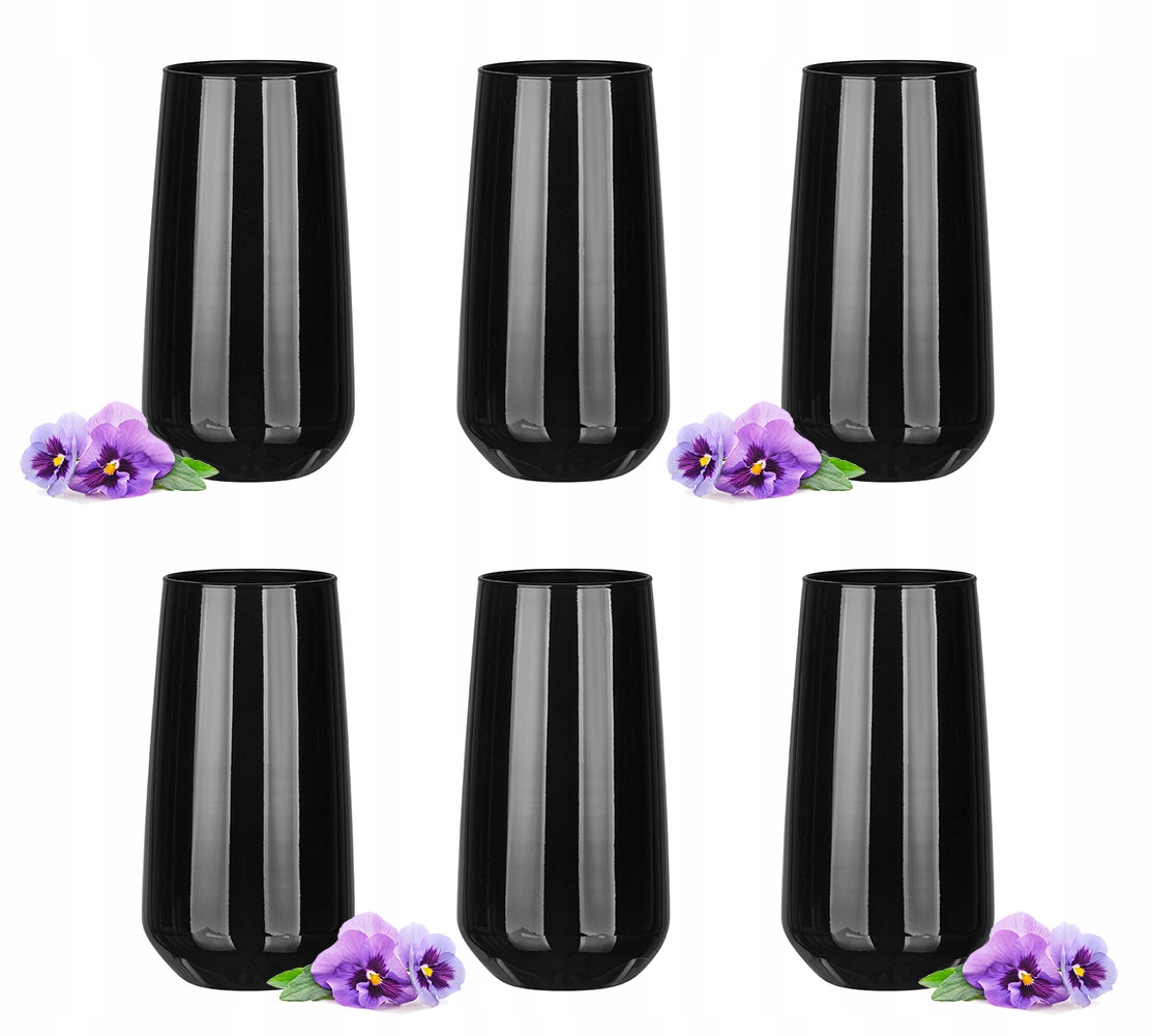 

6x Czarna Szklanka 430ml Do Wody, Soków, Drinków