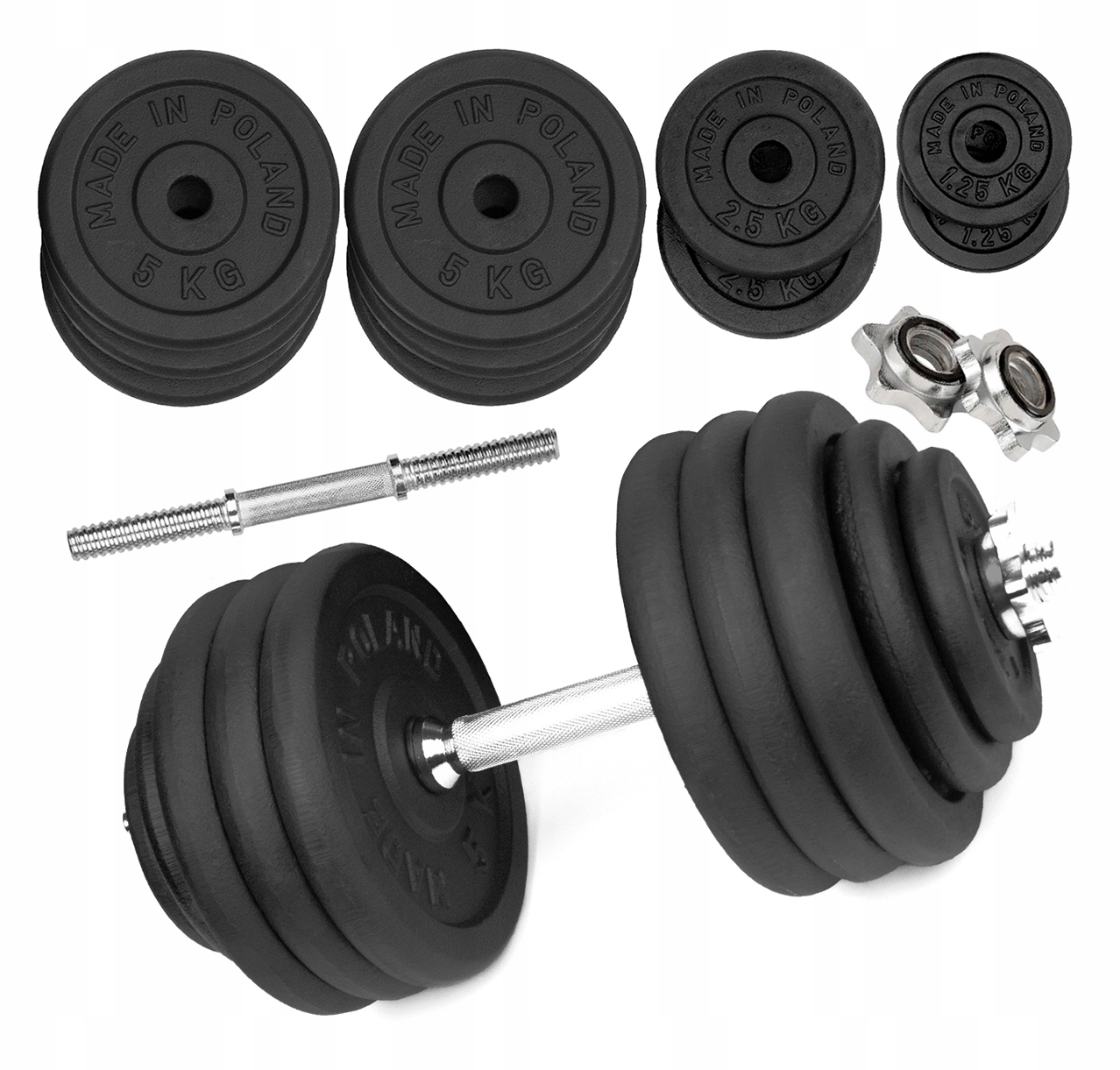 Hantla Żeliwna regulowana 1x40 kg hantel gryf 28mm obciążenie krążki
