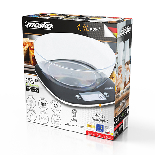 Waga kuchenna z misą MS 3179 Black 5kg LCD 1g dokładność
