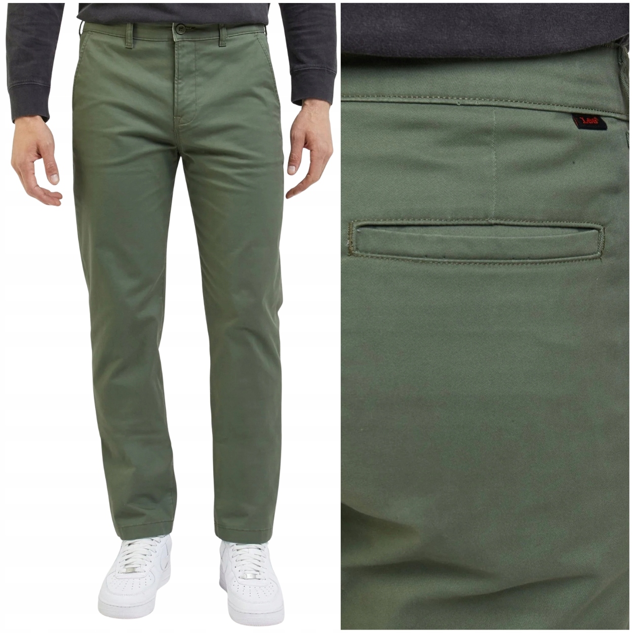 Lee Regular Chino OliveGrove bavlněné látkové kalhoty chinosy W30 L32