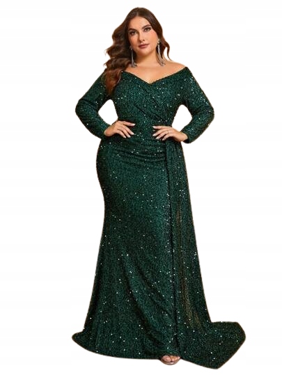 Shein Zelená Plus Size Šaty S Flitry 48 1GD