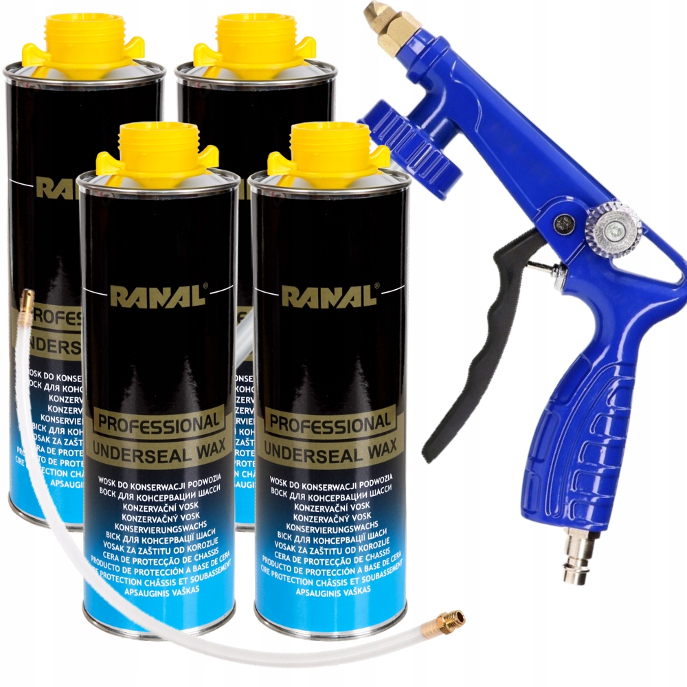 4x Vosk Na Údržbu Ochrany Podvozku 1000ML Pištoľ Ubs (sada)