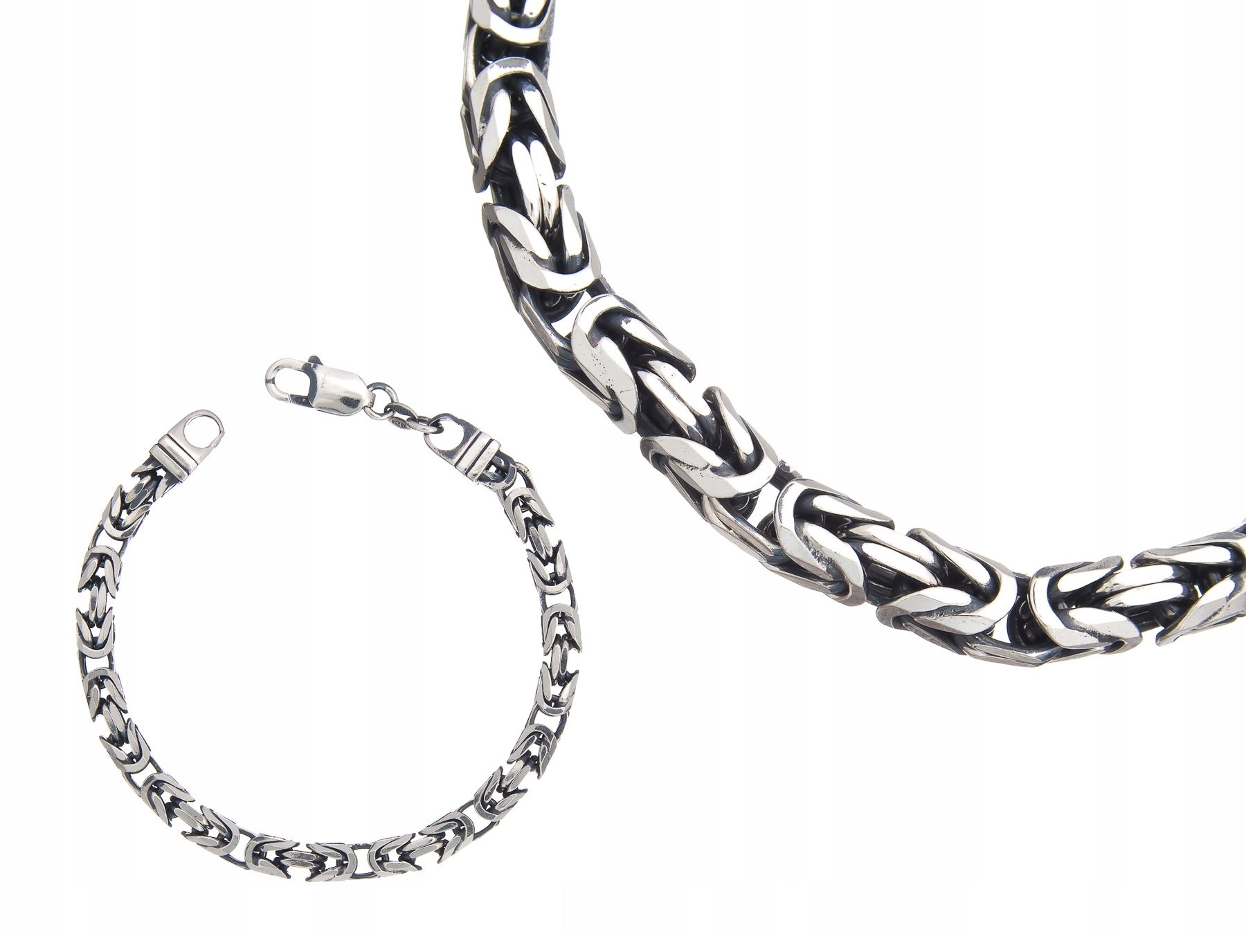 Stříbrný Náramek Byzantský 22 CM 5 MM Oxidovaný